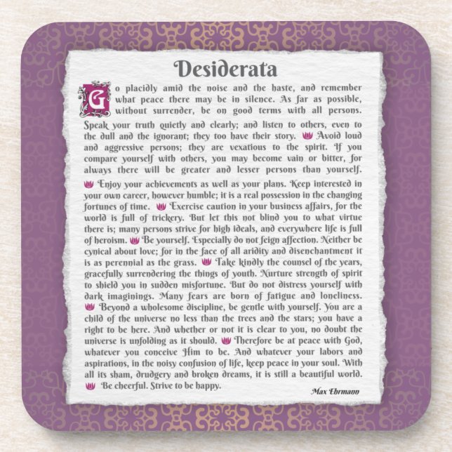 Dessous-de-verre Desiderata - Choses désirées (Devant)