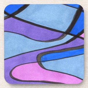 Dessous-de-verre Design abstrait fluide en violet bleu rose
