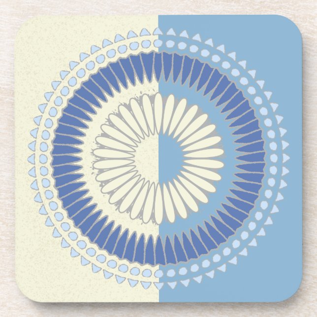 Dessous-de-verre Design circulaire bleu et crème Abstrait (Devant)