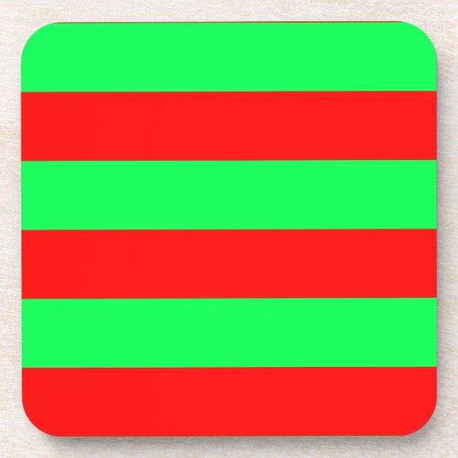Dessous-de-verre Design de bandes rouge et verte (Devant)