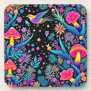 Dessous-de-verre Design de rêve de nuit de la Forêt Magique de Neon