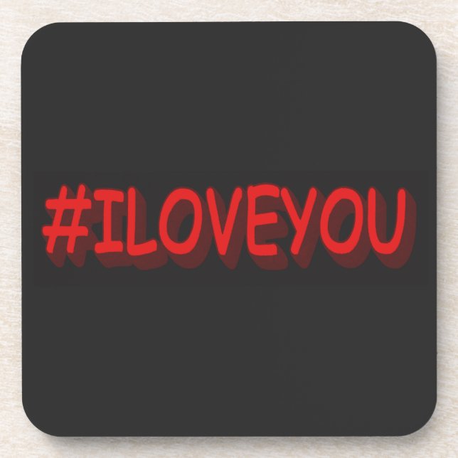 Dessous-de-verre Design d'expression mignon "#ILOVEYOU". Commandez  (Devant)