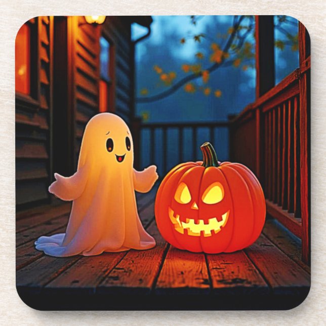Dessous-de-verre Design éffrayant d'Halloween brillant (Devant)