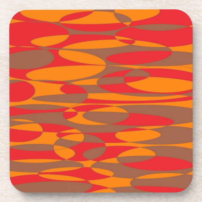 Dessous-de-verre Design elliptique orange, rouge et marron (Devant)
