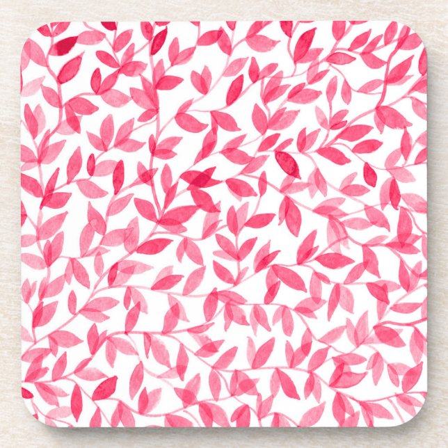 Dessous-de-verre Design feuille d'aquarelle rouge (Devant)