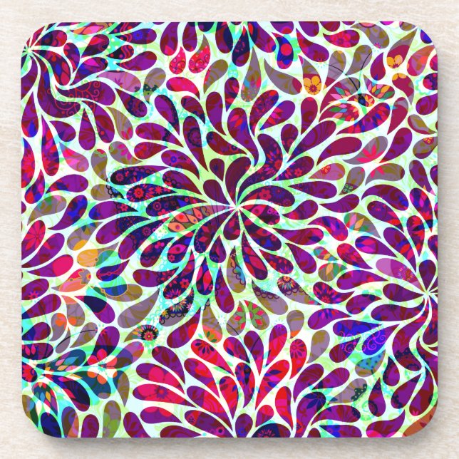 Dessous-de-verre Design floral Abstrait coloré (Devant)
