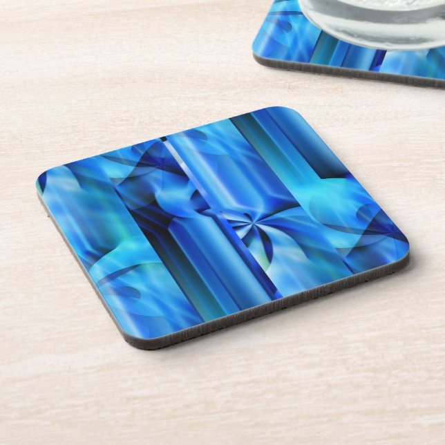 Dessous-de-verre Design graphique transparent - bleu noir I (Côté gauche)