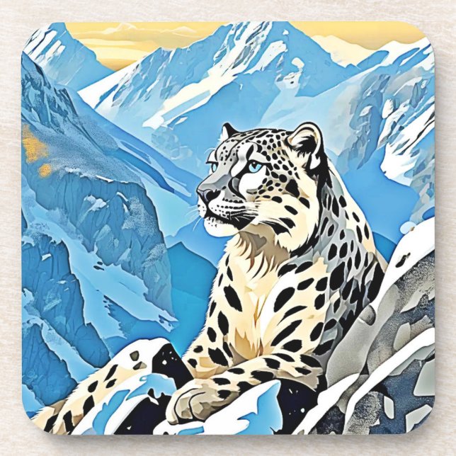 Dessous-de-verre Design léopard de neige sauvage (Devant)
