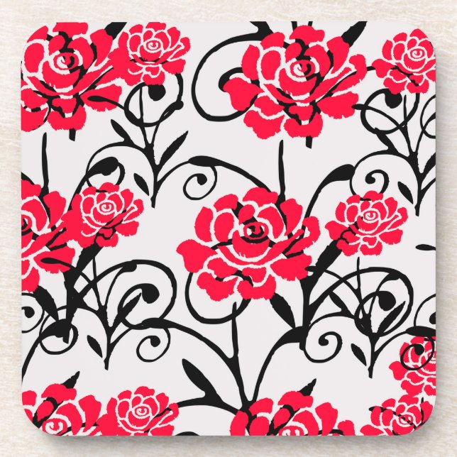 Dessous-de-verre Design Motif d'illustrations de rose rouge (Devant)