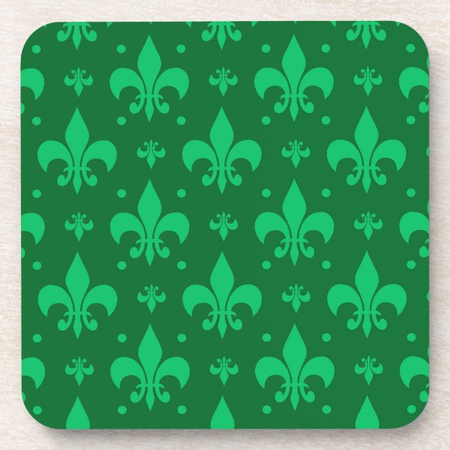 Dessous-de-verre Design Motif Fleur de lis vert (Devant)