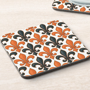 Dessous-de-verre Design Motif Orange noir baroque Fleur-de-lis