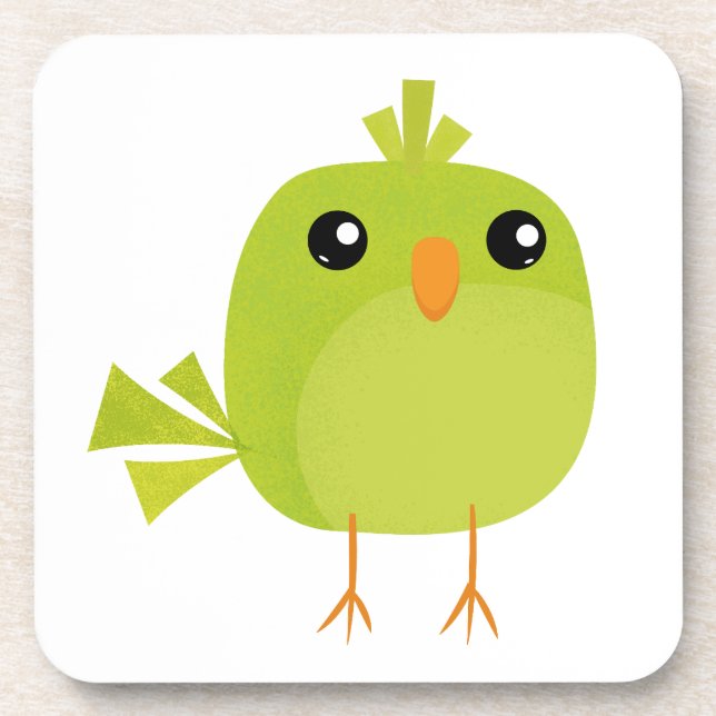 Dessous-de-verre Dessin animé d'oiseau vert   (Devant)