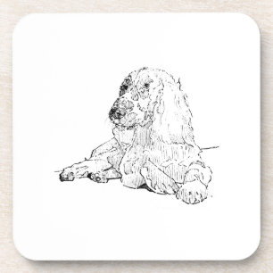 Dessous-de-verre Dessin au trait de Cocker Spaniel Art Chien 