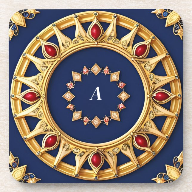 Dessous-de-verre Dessin circulaire orné d'or (Devant)