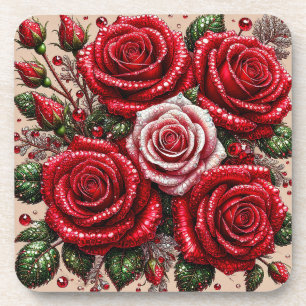 Dessous-de-verre Dessin floral orné de gemmes complexes