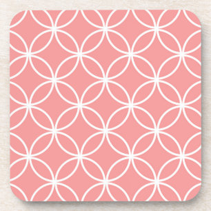 Dessous-de-verre Dessin géométrique rose et blanc de cercle qui se 