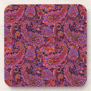 Dessous-de-verre Dessin intricé de Paisley en rouges et violets ric