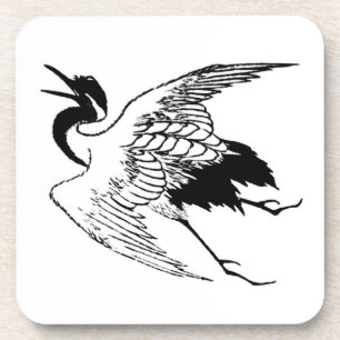 Dessous-de-verre Dessin japonais vintage d'une grue