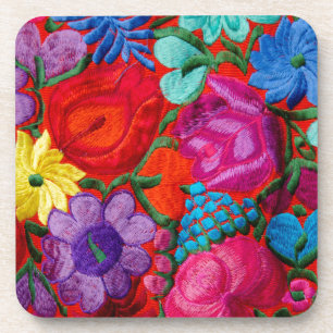 Dessous-de-verre Détail de textile floral broderie traditionnelle
