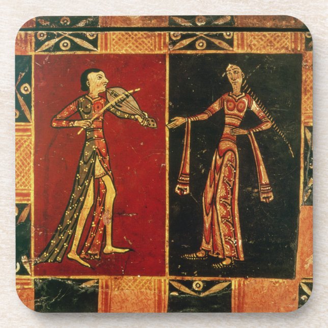 Dessous-de-verre Détail d'un coffre de mariage dépeignant un (Devant)