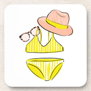 Dessous-de-verre Détendez-vous au soleil - maillot de bain jaune
