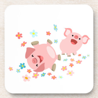 Dessous-de-verre Deux mignons cochons de caricature dans les Dessou