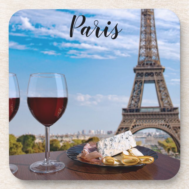 Dessous-de-verre Deux verres de vin en café à Paris (Devant)