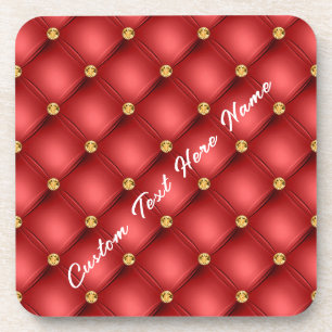 Dessous-de-verre Diamant doré Cuir Tufé Nom du texte personnalisé R