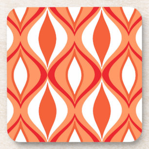 Dessous-de-verre Diamants, orange et blanc modernes de la moitié d