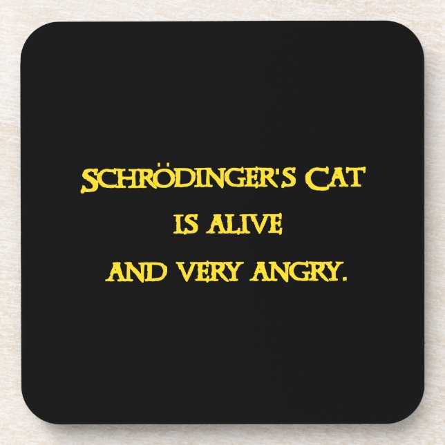 Dessous-de-verre Dilemme Quantique Drôle - Le Chat de Schrödinger e (Devant)