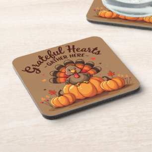 Dessous-de-verre Dinde de Thanksgiving à cœur reconnaissant