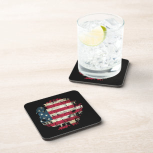 Dessous-de-verre Dinde de Thanksgiving avec drapeau américain