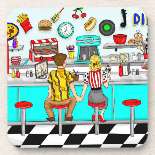 Dessous-de-verre Diner des années 50   Mains de retenue de couple