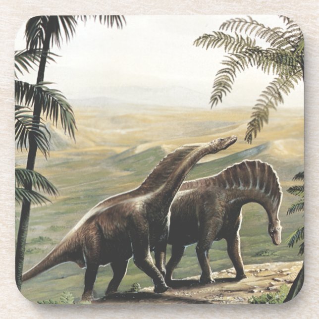 Dessous-de-verre Dinosaures Vintage, Amargasaurus avec Palmiers (Devant)