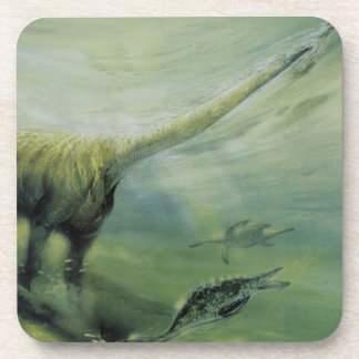 Dessous-de-verre Dinosaures vintage, Brachiosaure nageant dans l'oc