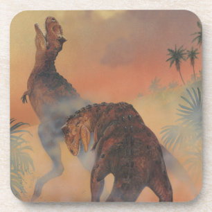 Dessous-de-verre Dinosaures vintage, Carnotaurus rugissant dans la 