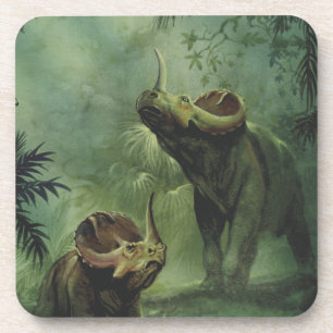 Dessous-de-verre Dinosaures vintage, Centrosaurus dans la jungle