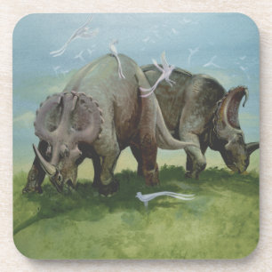 Dessous-de-verre Dinosaures vintage, Centrosaurus paissant dans une
