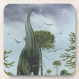 Dessous-de-verre Dinosaures Vintage, Sauroposeidon avec des oiseaux