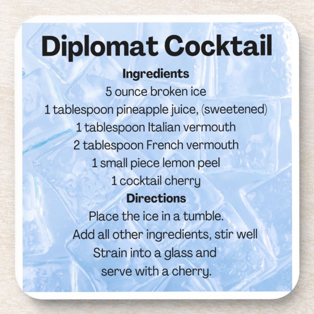 Dessous-de-verre Diplomat Cocktail Recette (Devant)
