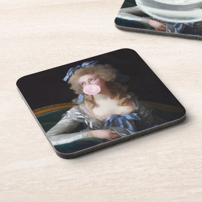 Dessous-de-verre Discrète au bubble gum rose (Côté gauche)