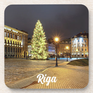 Dessous-de-verre Dôme Carré avec sapin de Noël à Riga