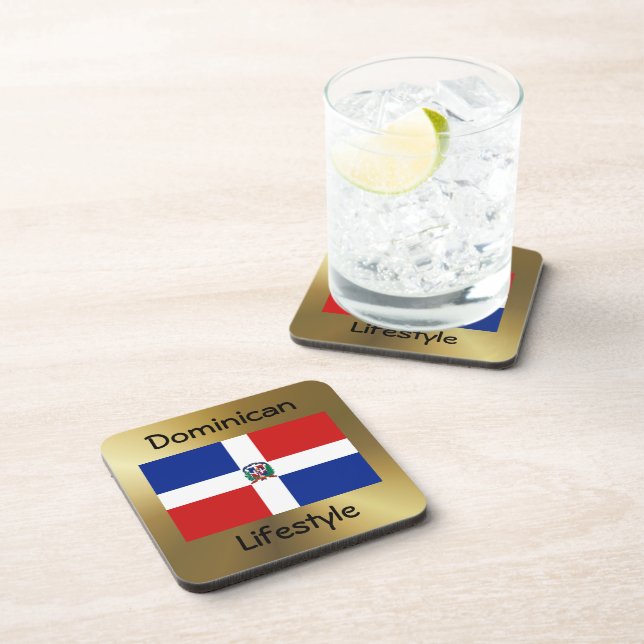 Dessous-de-verre Dominican Republic Flag+Text Coaster (Côté Droit)