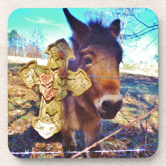 Dessous-de-verre Donkey avec croix Rose (Devant)