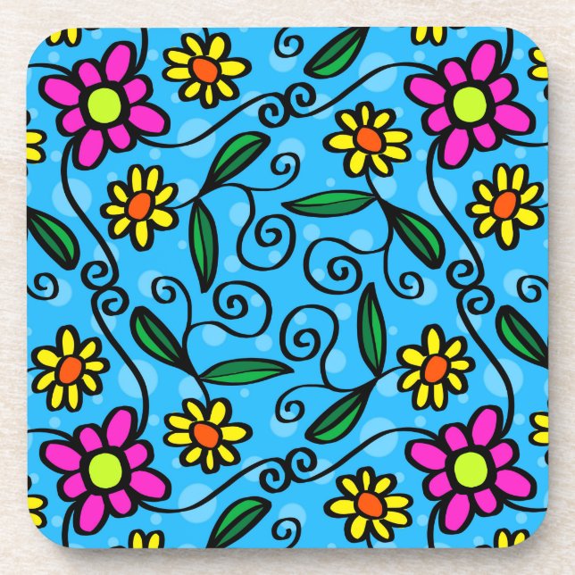 dessous de verre doodle fleurs (Devant)