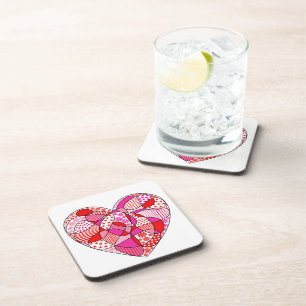 Dessous de verre Doodle Motif Heart Cork-Backback