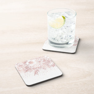 Dessous-de-verre Doodles et confettis floraux dessinés à la main en