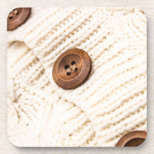 Dessous-de-verre Doux pull tricot torsadé bouton en bois marron crè