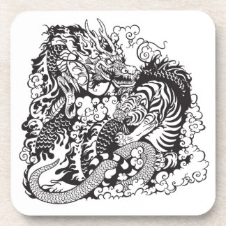 Dessous-de-verre dragon and tiger figfigting