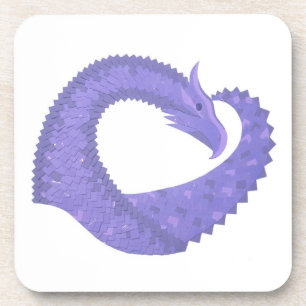 Dessous-de-verre dragon au coeur de pérywinkle sur fond blanc